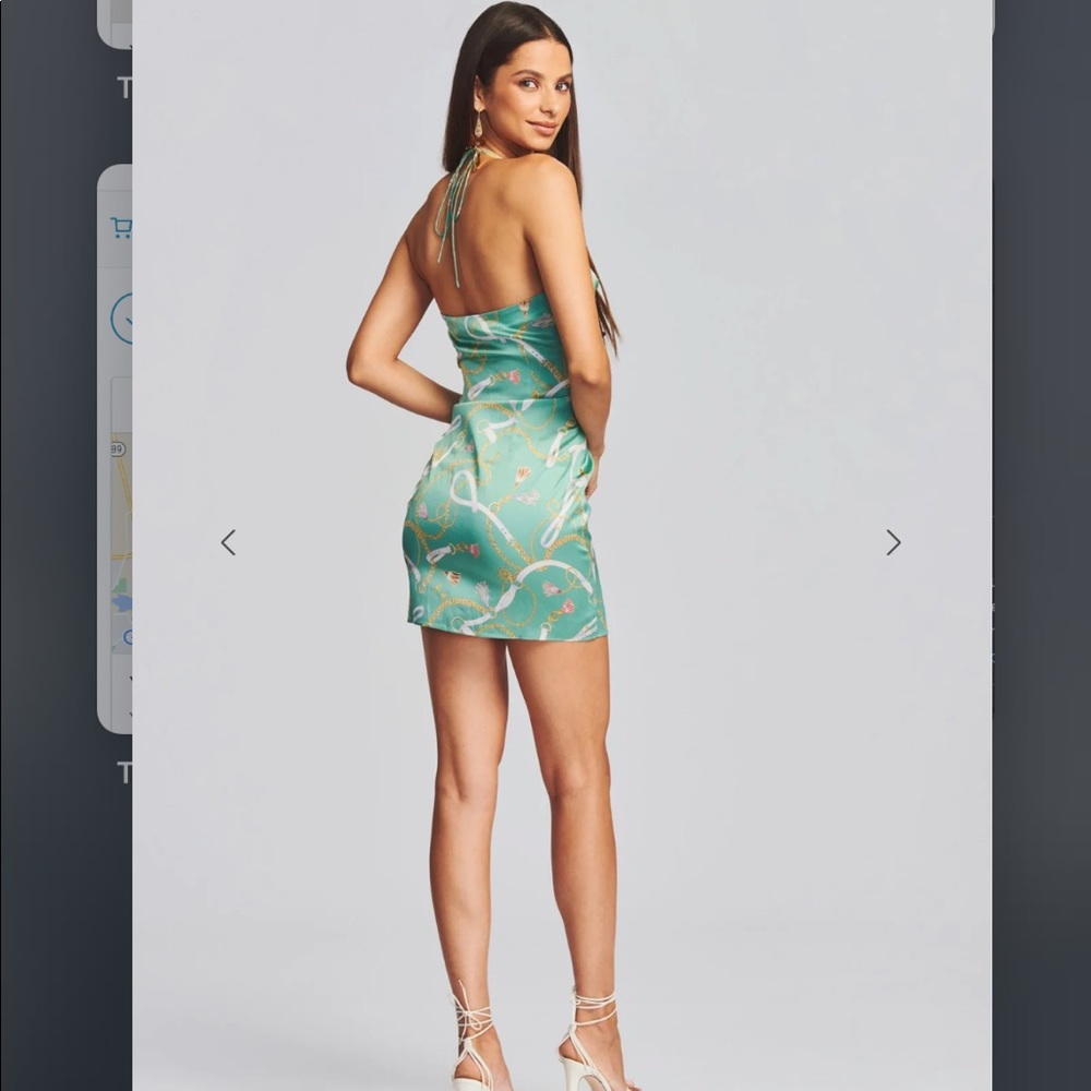 Retrofete SER.O.YA Farrah Silk Dress Green Nautical Small NWT - Picture 4 of 10